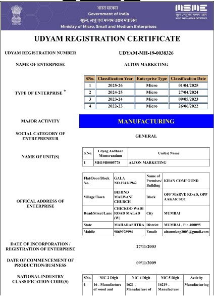ALLARK Udyam Registration